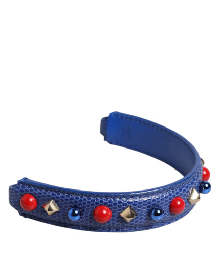 Dolce & Gabbana Blue Embellished Leather Bag Handle Women Shoulder Strap