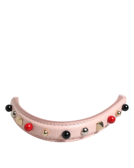 Dolce & Gabbana Light Pink Embellished Leather Bag Handle  Shoulder Strap