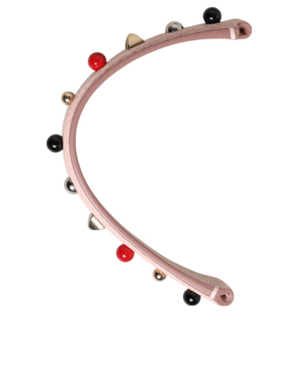 Dolce & Gabbana Light Pink Embellished Leather Bag Handle  Shoulder Strap