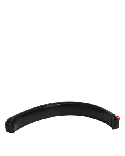 Dolce & Gabbana Black Embellished Leather Bag Handle Women Shoulder Strap