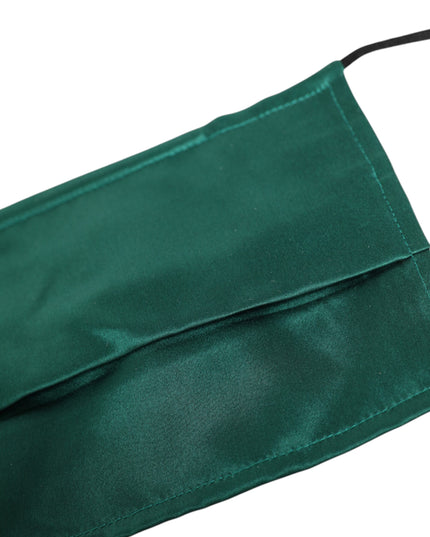 Dolce & Gabbana Green Silk Pleated Elastic Ear Strap Face Mask