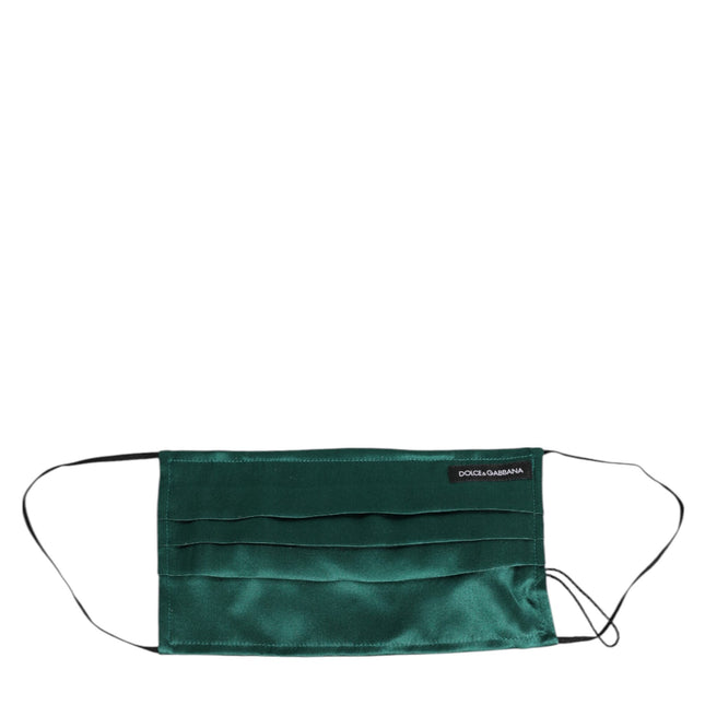 Dolce & Gabbana Green Silk Pleated Elastic Ear Strap Face Mask