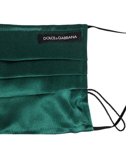 Dolce & Gabbana Green Silk Pleated Elastic Ear Strap Face Mask
