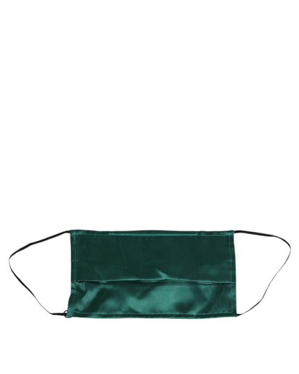 Dolce & Gabbana Green Silk Pleated Elastic Ear Strap Face Mask