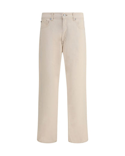 7FOR Beige Cotton Straight-Leg Jeans