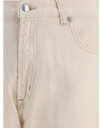 7FOR Beige Cotton Straight-Leg Jeans