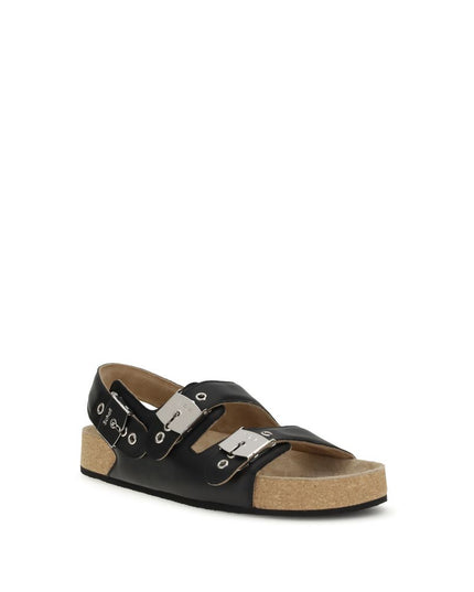 Balenciaga Black Calf Leather Bos Taurus Flat Sandals