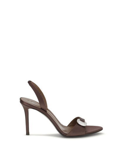 Giuseppe Zanotti Brown Silk Stiletto Heel Sandals