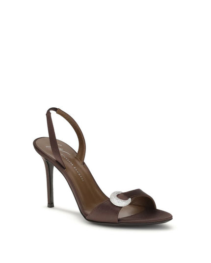 Giuseppe Zanotti Brown Silk Stiletto Heel Sandals