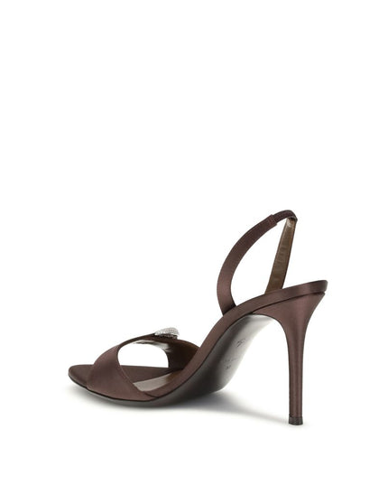 Giuseppe Zanotti Brown Silk Stiletto Heel Sandals