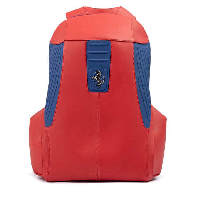 Ferrari Red Leather Technical Backpack
