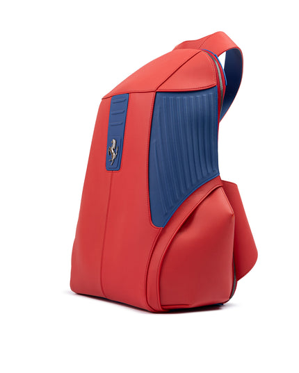 Ferrari Red Leather Technical Backpack