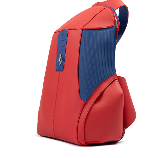 Ferrari Red Leather Technical Backpack