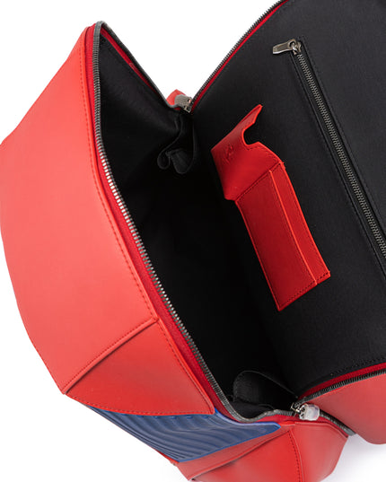 Ferrari Red Leather Technical Backpack
