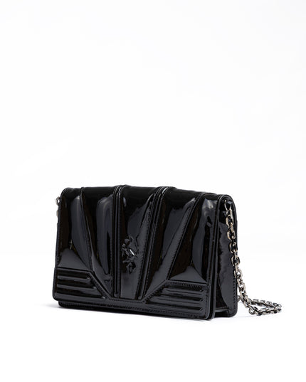 Ferrari Black GT patent leather bag with chain