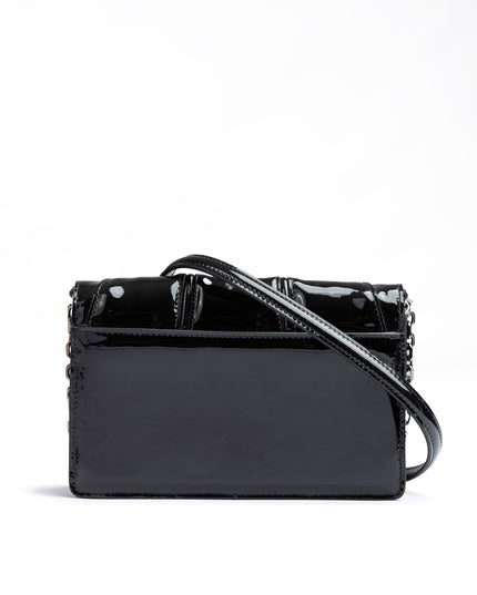 Ferrari Black GT patent leather bag with chain