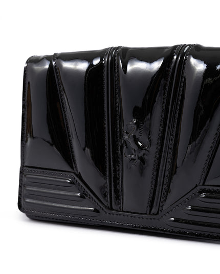 Ferrari Black GT patent leather bag with chain