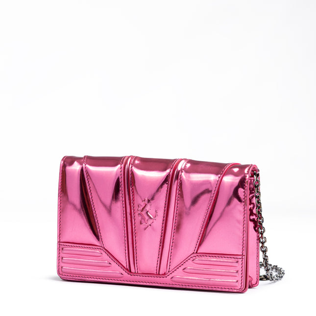 Ferrari Metal Pink GT patent leather bag with chain