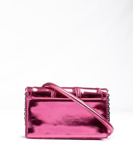 Ferrari Metal Pink GT patent leather bag with chain