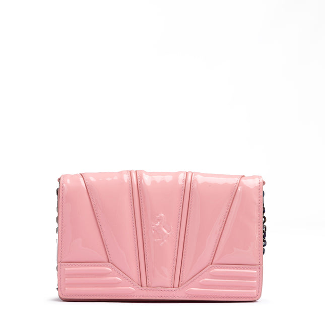 Ferrari Pink GT patent leather bag with chain