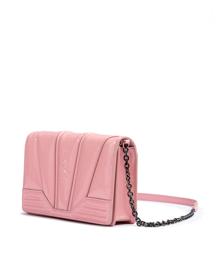 Ferrari Pink GT patent leather bag with chain