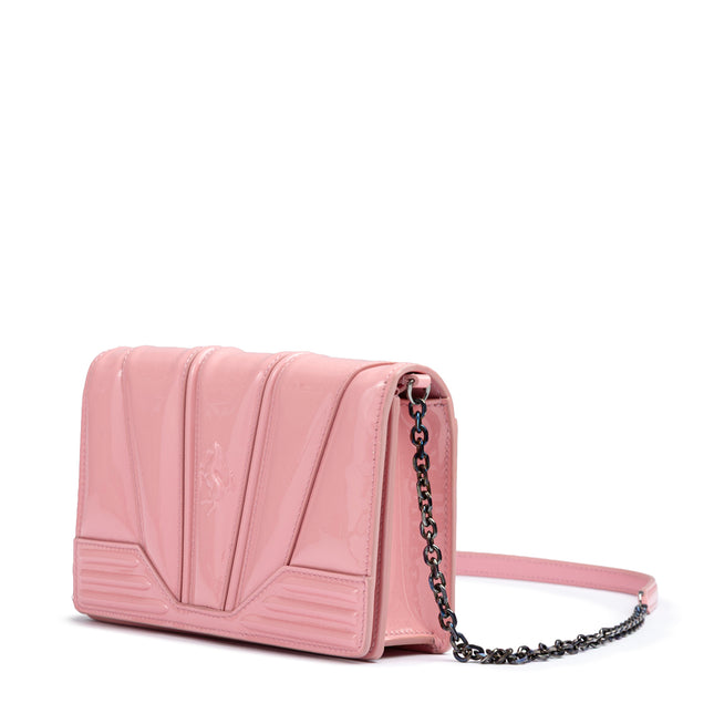 Ferrari Pink GT patent leather bag with chain