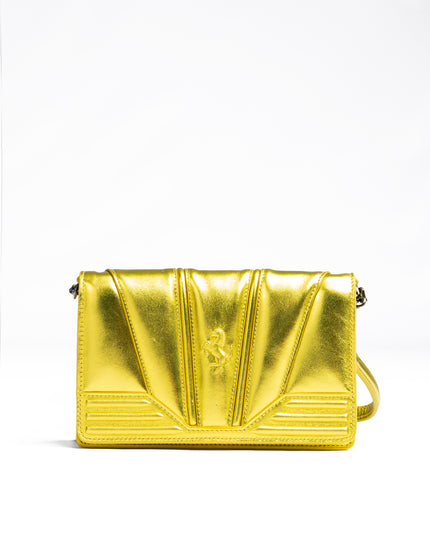 Ferrari Metal Yellow GT patent leather bag with chain
