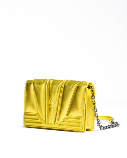Ferrari Metal Yellow GT patent leather bag with chain