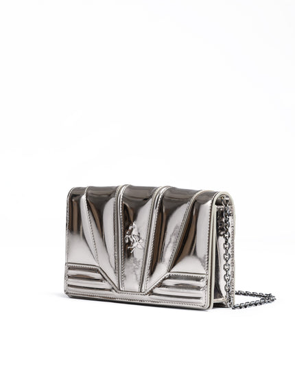 Ferrari Metal Silver GT patent leather bag with chain