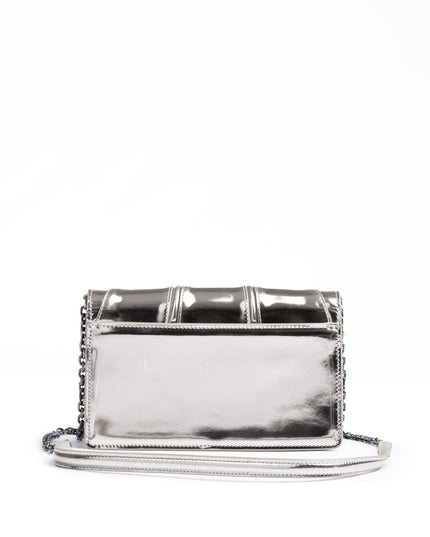 Ferrari Metal Silver GT patent leather bag with chain