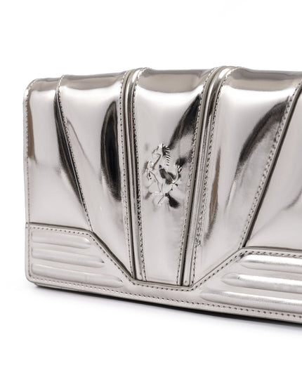 Ferrari Metal Silver GT patent leather bag with chain