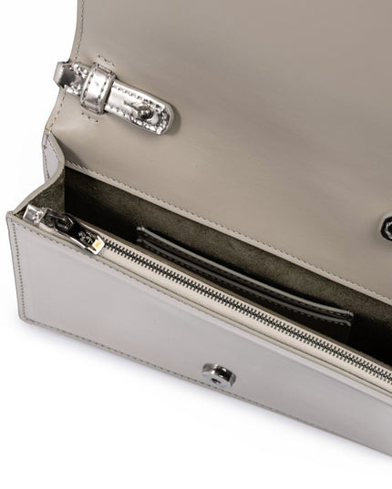 Ferrari Metal Silver GT patent leather bag with chain