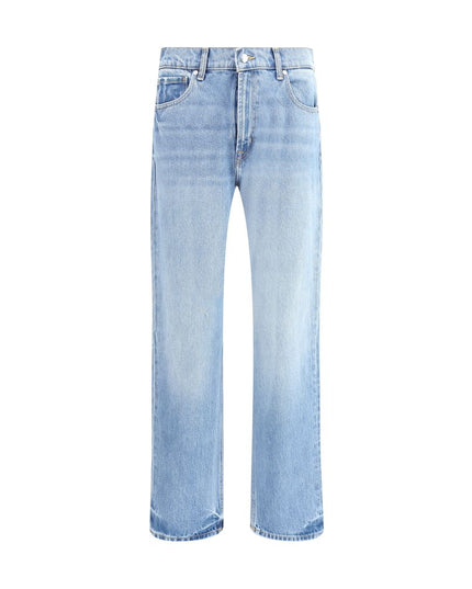 7FOR Light Blue Cotton Straight-Leg Jeans