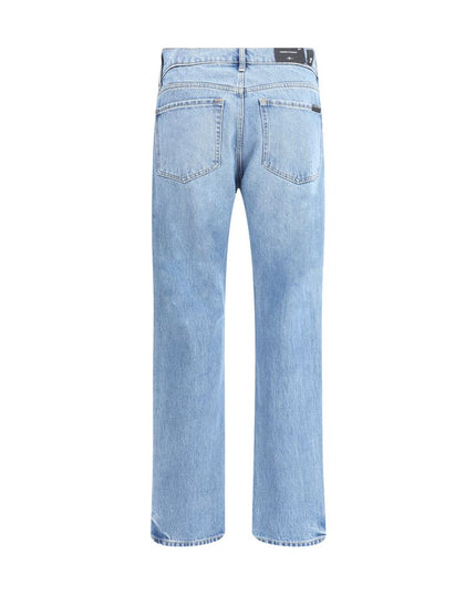 7FOR Light Blue Cotton Straight-Leg Jeans