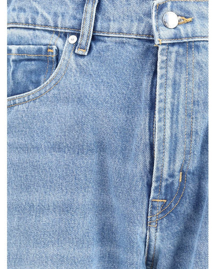 7FOR Light Blue Cotton Straight-Leg Jeans