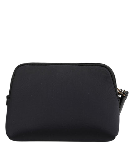 Dolce & Gabbana Black Solid Nylon DG LogoPrint Clutch Zip Borse Pouch Bag
