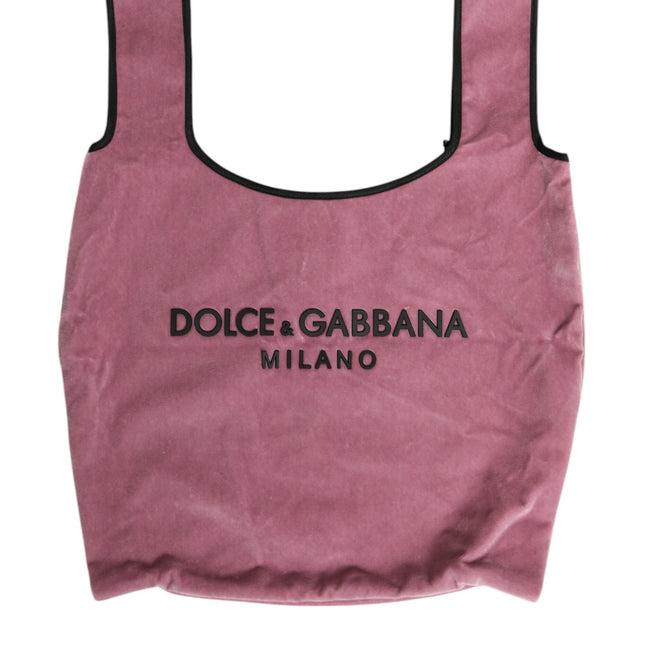 Dolce & Gabbana Pink Cotton Velvet DG MILANO Shoulder Shopping Borse Bag