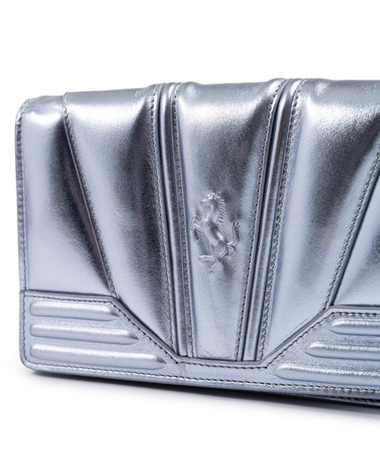 Ferrari Metal light blue GT patent leather bag with chain