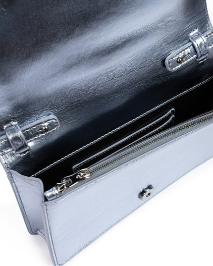 Ferrari Metal light blue GT patent leather bag with chain