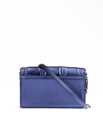 Ferrari Metal blue GT patent leather bag with chain