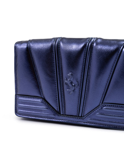 Ferrari Metal blue GT patent leather bag with chain