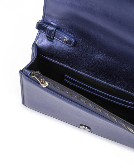 Ferrari Metal blue GT patent leather bag with chain