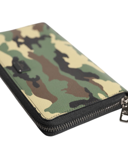 Dolce & Gabbana Multicolor Camouflage Logo Zip Around Continental Wallet