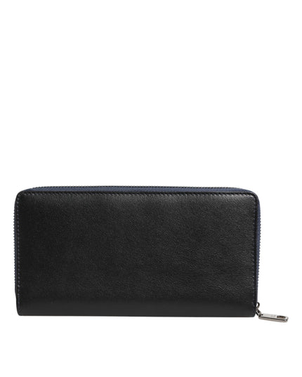 Dolce & Gabbana Black Blue Exotic Leather Men Continental Clutch Wallet