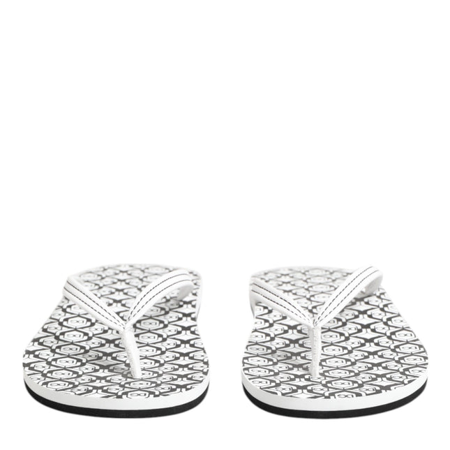 Dolce & Gabbana Black White Logo Beachwear Flats Slipper Shoes