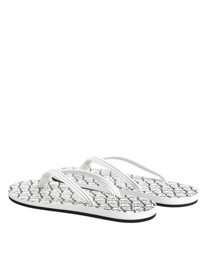 Dolce & Gabbana Black White Logo Beachwear Flats Slipper Shoes