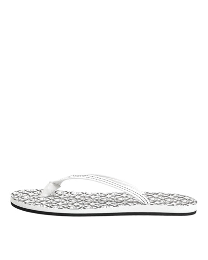 Dolce & Gabbana Black White Logo Beachwear Flats Slipper Shoes