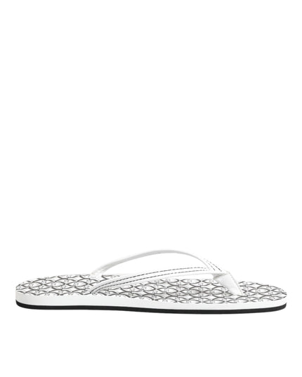 Dolce & Gabbana Black White Logo Beachwear Flats Slipper Shoes
