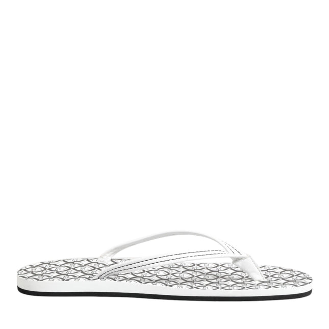 Dolce & Gabbana Black White Logo Beachwear Flats Slipper Shoes