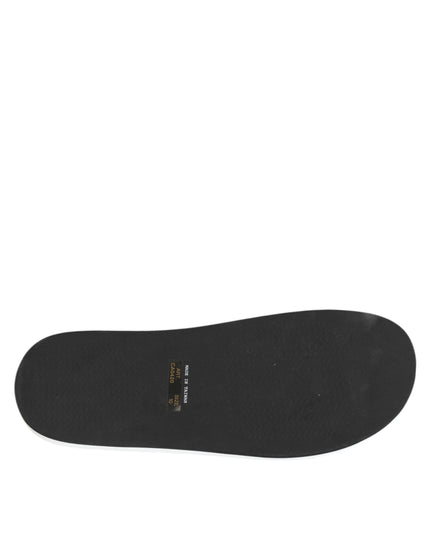 Dolce & Gabbana Black White Logo Beachwear Flats Slipper Shoes
